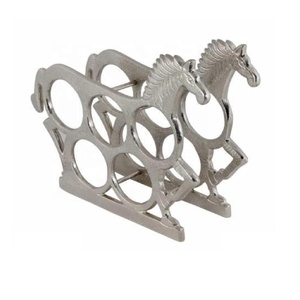 หล่ออลูมิเนียมชั้นวางขวดไวน์ 5 ขวดร่วมสมัยขัดโลหะไวน์ชั้นวางบนโต๊ะอาหารจัดเก็บตกแต่งบ้าน - Product Image 3