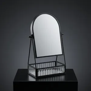 ARTISAN DESIGN Smart Vanity <b>Mirror</b> with Black Finish Modern Metal Tabletop Design Adjustable Desktop <b>Makeup</b> <b>Mirror</b> with Tray - Product Image 3
