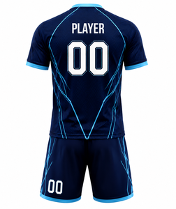 Conjunto de Camiseta y Pantalones Cortos de Fútbol Personalizados Unisex para Verano, Sublimados, Transpirables, Ecológicos, Cuello en V, Manga Corta, 100% - Product Image 3