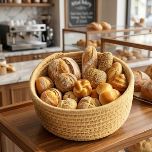 Minimal Set Of 3 Brown Macrame <b>Baskets</b> Suitable For Home Organizer Bathroom Kitchen And Aesthetic Storage Solution From India - Product Image 3