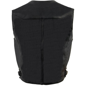 Chaleco de Motociclismo Samroz Sports, de Cuero Genuino, Cuello en V, Cierre de Cremallera, Transpirable, Anti-Pilling, Anti-Arrugas, Casual, para Hombre - Product Image 3