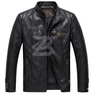 Veste en cuir d'agneau de qualité supérieure pour homme, cuir véritable, édition limitée avec broderie en diamant, vêtements en cuir de haute qualité et tendance - Product Image 1