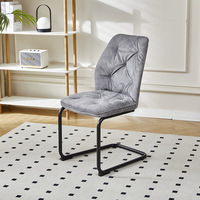 Chaise moderne en tissu velours avec pieds en métal pour salle à manger, restaurant, chaise gris foncé