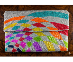 Embroidery Crafts Handmade Beaded Women Clutches Evening Purses Durable Lightweight <b>Envelope</b> Crossbody Bag <b>Colorful</b> - Product Image 1