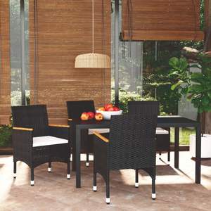 Juego de Comedor de Jardín de 5 Piezas en Ratán Sintético Negro - Product Image 1