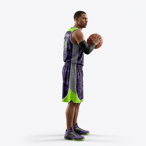 Maillot et short de basket-ball en mesh personnalisés par sublimation, unisexe, réversibles, avec numéros, uniforme d'équipe de basket-ball - Product Image 2