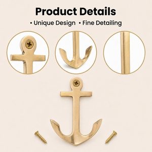 Brass Double Prong Wall <b>Hooks</b> Heavy-Duty Handmade Multi-Purpose Entryway Key Holder BTH-346 - Product Image 4