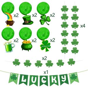 Set di 31 Decorazioni Preassemblate per San Patrizio: Ghirlande a Trifoglio, Striscioni Portafortuna, Decorazioni Irlandesi per Feste - Product Image 1