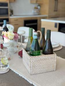 Porte-ustensiles carré en rotin tressé à la main, léger, écologique, de haute qualité, sûr pour les aliments, avec 4 compartiments et poignée - Product Image 5