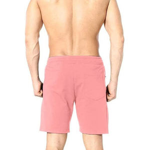 Shorts en tricot de couleur unie rose pour hommes avec poches et cordon de serrage à la taille, vêtements décontractés - Product Image 2