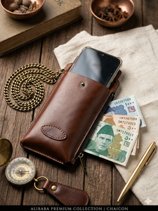 Funda Larga para Teléfono Móvil, Hecha a Mano con Cuero Genuino de Primera Calidad, con Botón, Ecológica, Multifuncional, con Ranuras para Tarjetas y Efectivo - Product Image 6