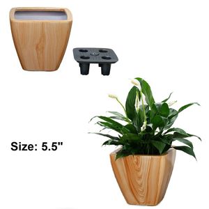 Set di 2 Vasi Intelligenti Autoirriganti Quadrati in Legno Chiaro per Interni/Esterni - Product Image 3