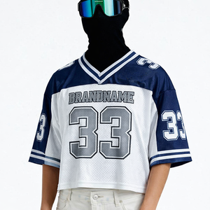 เสื้อเจอร์ซีย์ฟุตบอลแบบตาข่ายทรงบ็อกซี่ แขนสั้น โอเวอร์ไซส์  แบบใหม่  สามารถปรับแต่งได้  สำหรับทุกเพศ  เสื้อยืดแบบซับลิเมชั่น  เสื้อเจอร์ซีย์อเมริกันฟุตบอล  สำหรับธุรกิจ B2B สหรัฐอเมริกา - Product Image 4
