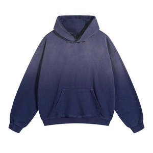 Sweat-shirt à capuche unisexe décontracté bleu marine surdimensionné à manches raglan avec poche kangourou couleur unie - Product Image 1