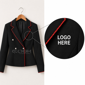 Blazer Negro con Combinación Roja de Cosh International Delta Sigma Greek Apparel para Mujer, Abrigo Bordado de Manga Larga para Hermandad Universitaria - Product Image 1