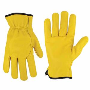 Gants de travail en cuir de chèvre robustes pour la sécurité industrielle, doux et confortables, résistants à la chaleur, gants de jardinage jaunes - Product Image 1