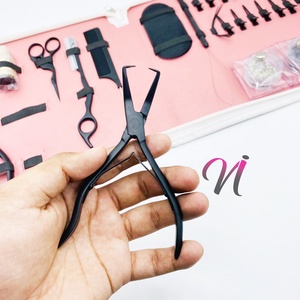 Meilleure vente qualité supérieure en acier inoxydable de qualité chirurgicale professionnel noir mat Extension de cheveux pince boucle outils sectionnement - Product Image 6