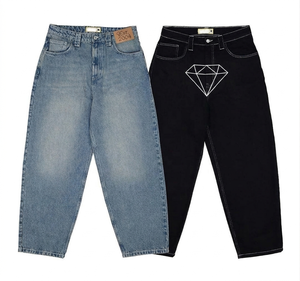 Men's Baggy <b>Jeans</b> Custom Letter Printed Mid Waist Denim <b>Jeans</b> Pockets Embroidery Patch Straight Loose Baggy Japan <b>Button</b> <b>Fly</b> - Product Image 2