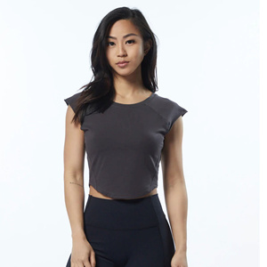 Top Corto sin Mangas para Mujer, Cuello Redondo, Color Sólido, Diseño Minimalista, Transpirable, Tejido de Spandex y Poliéster, para Todas las Temporadas - Product Image 2