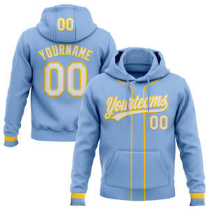 Custom <b>Light</b> Blue Hoodie Men's Personalized <b>Name</b> Number Sport Casual Wear Autumn Knitted Sweatshirt with Pocket - Product Image 1