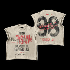 Ensemble deux pièces personnalisé pour homme, style vintage, t-shirt sans manches imprimé numériquement et short tricoté, 100 % coton respirant, été - Product Image 3