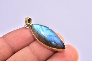 DIY Drum Natural Labradorite Gold Plating Pendants Dzi Beads for Jewelry Making - Product Image 2