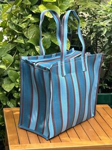 Premium Recycled Nylon Striped Shopping <b>Bag</b> Custom Eco-Friendly Daily Travel Market <b>Bag</b> with <b>Personalised</b> Logo - Product Image 2