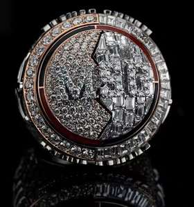 Iced Moissanite Dollar Sign <b>Ring</b> Sterling <b>Silver</b> Yellow White Gold Plating Unisex <b>Statement</b> Luxury Jewelry Nickel-Free Classic - Product Image 1