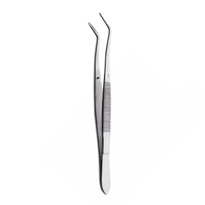 Pince à pansements dentaire en acier QNQ Industries CE, 16 cm, à bec coudé dentelé, en acier, manuelle, pour pansements chirurgicaux - Product Image 1