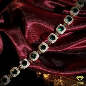 Luxury Emerald Green Lab Grown Diamond <b>Bracelet</b> With Brilliant Iced Out Accents In 925 Sterling Silver Jewelry - Product Image 4
