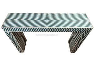 Meilleur Prix Meilleure Vente Style Marocain Bleu Et Blanc BoneTable Incrustation D'os Et Résine Élégante Console TableBy Royal Decor Mart - Product Image 2