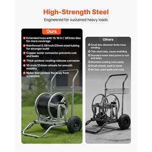 High-Pressure 200/300ft <b>Garden</b> Hose Reel <b>Cart</b> Heavy-Duty Mesh Storage Basket Dual-Purpose Portable Hoses Reels for <b>Gardens</b> Cars - Product Image 4