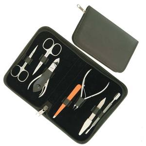 Ensemble de manucure professionnel en acier inoxydable 7 pièces – Trousse de soin des ongles de voyage avec étui en cuir PU |   Marque privée OEM disponible - Product Image 1