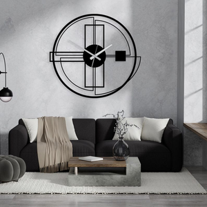 Horloge murale moderne en métal, design géométrique circulaire, horloge contemporaine abstraite, décoration de luxe pour l'intérieur de la maison - Product Image 4