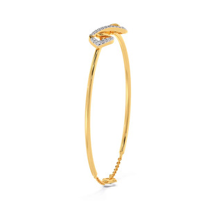 <b>Infinity</b> Leaf Diamond <b>Bracelet</b> with Yellow Gold Slim Frame and Interwoven Botanical Center Design - Product Image 3