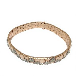 Elegante Brazalete de Tenis en Oro Rosa con Diseño de Panal, Diamantes Naturales FG SI Certificados por IGI, Colección de Joyería de Lujo, Estilo Bohemio - Product Image 1