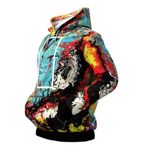 Sweat-shirt à capuche pour homme, surdimensionné, décontracté, tricoté, imprimé abstrait, style hiver, respirant, en polaire écologique - Product Image 3