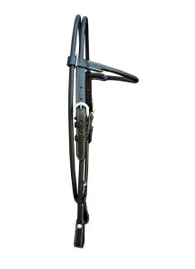 Cabezada de cuero genuino trenzado a mano ajustable para caballo occidental, con frenteira recta de cuero moldeado redondo, color marrón, talla 40 - Product Image 2