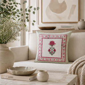 Handmade Cotton Floral <b>Pillow</b> Cover Decorative Hand Block Cushion Cover for Sofa Couch and Lounge Decor - Product Image 3