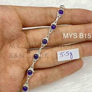 Vente chaude Naturel Violet Améthyste Gemme Bracelet Solide 925 Bracelet En Argent Sterling Cadeau Fine Jewelry pour Filles et Femmes - Product Image 2