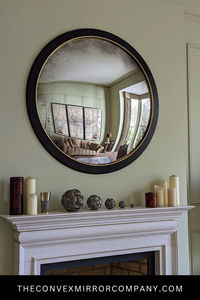 Round Wooden Framed Convex <b>Wall</b> <b>Mirrors</b> <b>Set</b> Rustic Decorative Design for Indoor Use - Product Image 6