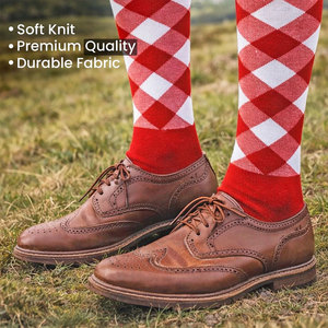 Chaussettes écossaises personnalisées faites à la main à motif Argyle rouge et blanc pour kilt, chaussettes de bagarreur écossais, meilleures ventes - Product Image 4