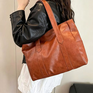 Sac fourre-tout polyvalent pour femme, style coréen vintage, grande capacité, design tendance, fermeture éclair, polyester, sac à bandoulière pour femme - Product Image 1