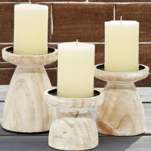 Support de bougie en bois blanc, design fantaisie, décoration rustique pour la maison, vente en gros - Product Image 2