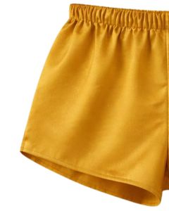 Mustard Satin Camisole Shorts Set Women Sleepwear <b>Lace</b> Trim Spaghetti Strap Soft Breathable Summer Nightwear Pajama Set Lounge - Product Image 6