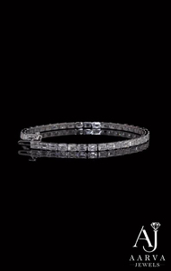 925 Silver Gold Plated <b>Moissanite</b> Tennis Bracelet Baguette Cut Full Pave Luxury <b>Jewelry</b> for Wedding Anniversary Party Gift - Product Image 2