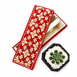 Velvet Jewelry Organizer <b>Box</b> Bangle Storage Case Embroidered Decorative Gift Packaging <b>Box</b> with Lid <b>Bracelet</b> Bangle Organizer - Product Image 5