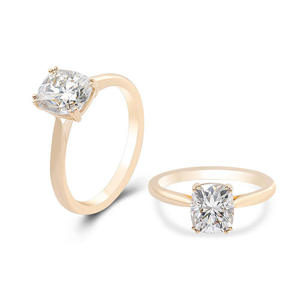 AU 585 Gold Plated D Color <b>Cushion</b> Cut Lab Grown Diamond Vintage Engagement <b>Ring</b> IGI Certified Gift Party <b>Wedding</b> Anniversary - Product Image 4