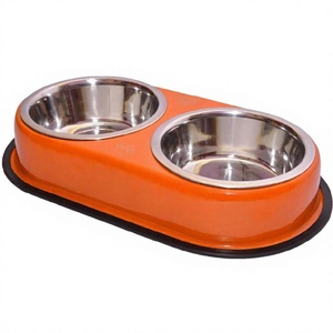 Stainless Steel Bowl with Rubber Base Dog Water Bowl Puppy Dog Dishes Double Diner Pet Bowl with Print - Product Image 1