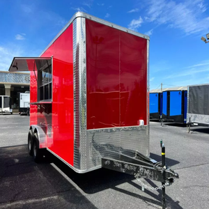 Remorque alimentaire mobile entièrement équipée, cuisine de restauration rapide commerciale avec service de confiserie, structure en aluminium - Product Image 4